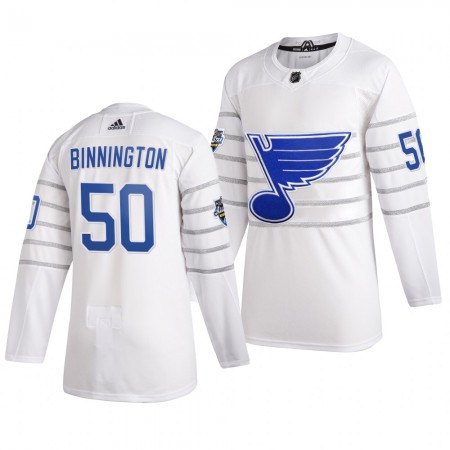 Män NHL St. Louis Blues Tröjor Jordan Binnington 50 Vit Adidas 2020 All-Star Authentic